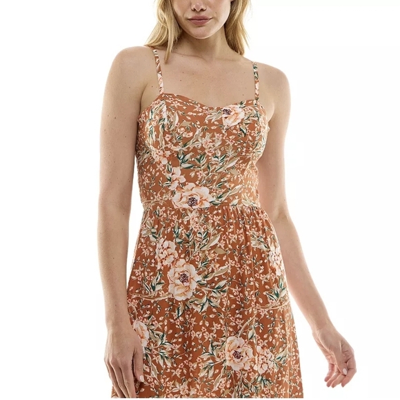 Lily Rose Strapless Floral Dress in Orange and Pink Sise XL - Picture 4 of 9